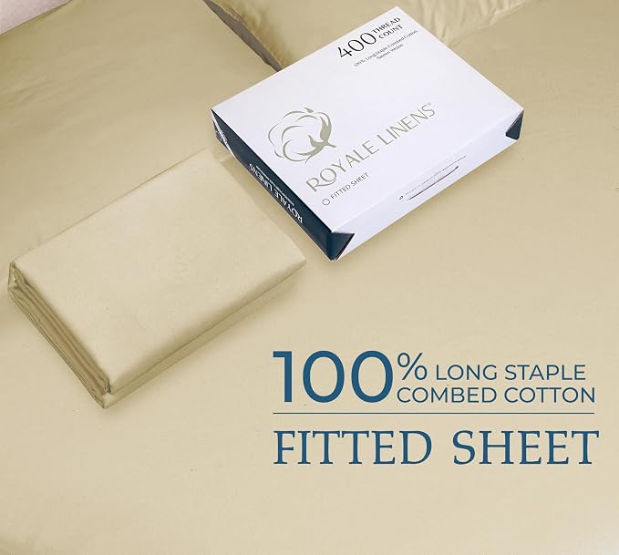 Royale Linens 400 Thread Count 100% American Grown Cotton Fitted Sheet Queen - Image 9