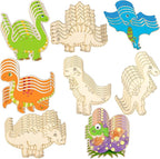 Jetec 64 Pieces Dinosaur Unfinished Wood Cutouts Animal Wooden Paint Crafts by Jetec