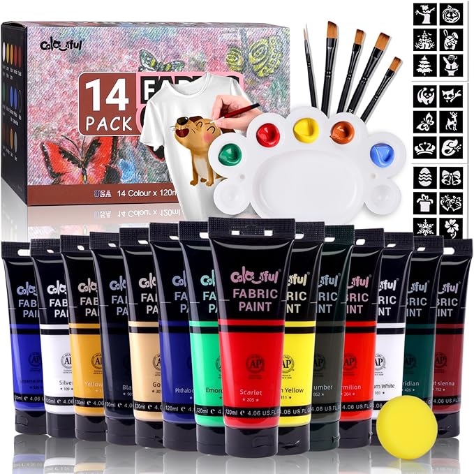 Colorful Fabric Paint Set for Clothes, 14 Colors 4oz Textile Paint for Kids | - Image 8