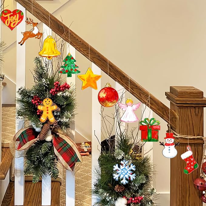 80PCS Wooden Christmas Ornaments to Paint, 8 Styles DIY Blank Unfinished Wood - Image 4
