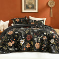 Litanika Floral Black Quilt California King Size by Litanika
