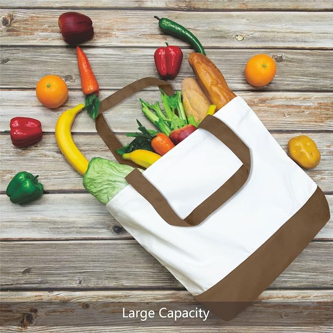 TOPDesign 1-Pack Super Strong Large 12oz Cotton Canvas Tote Bag, Reusable - Image 4