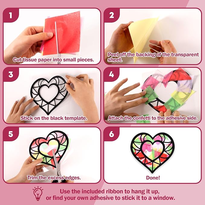 Renbuzhu 40PCS Valentines Day Crafts: Paper Heart Suncatchers, Christmas - Image 6