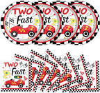 48Pcs Two Fast Plates and Napkins Two Years Old Birthday Party Decorations set by Qyeahkj