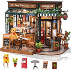 Rolife DIY Miniature House Kit 1:18 Coffe&Bar Dollhouse Diorama Model, Build by Rolife