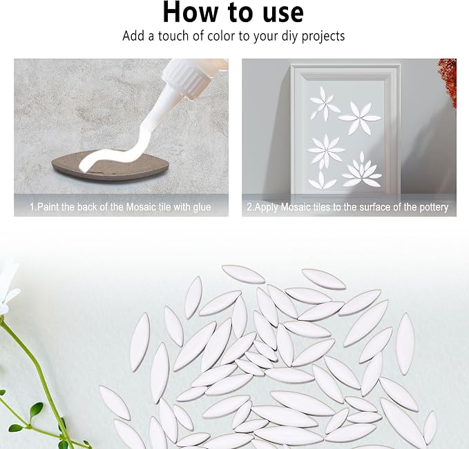 Yoption Petal Mosaic Tiles for Crafts, 200g Flower Leaf Ceramic Mosaic Tiles - Image 7