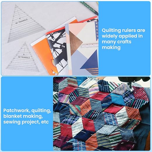 3 Pcs 60 Degree Triangle Ruler for Quilting, 10 Inch Acrylic Template Ruler - Image 5
