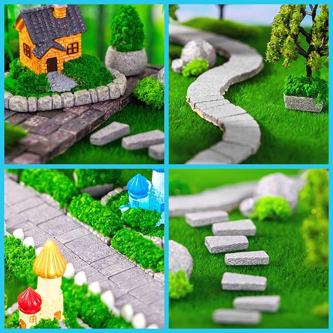 Cayway 53 PCS Fairy Garden Accessories Outdoor, Mini Model Tree Lawn House - Image 4