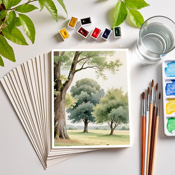 Threvortax 100 PCS Watercolor Paper 8.5x11 Inch 105LB/230GSM Cold Press Water - Image 7