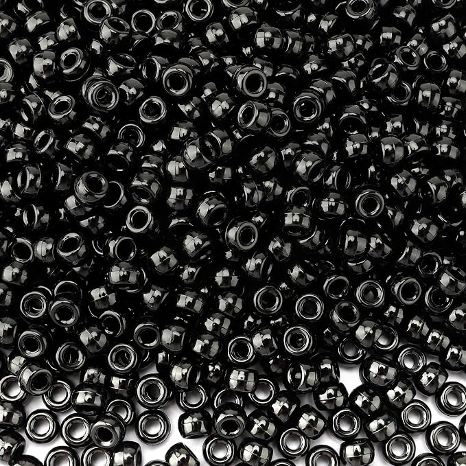 QPIXVB 1100PCS Pony Beads Black, Beads by QPIXVB