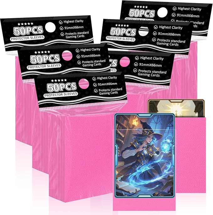 Pink Card Sleeves Fit for MTG, 300 Pieces Standard Card Sleeves for Trading by TiopLior