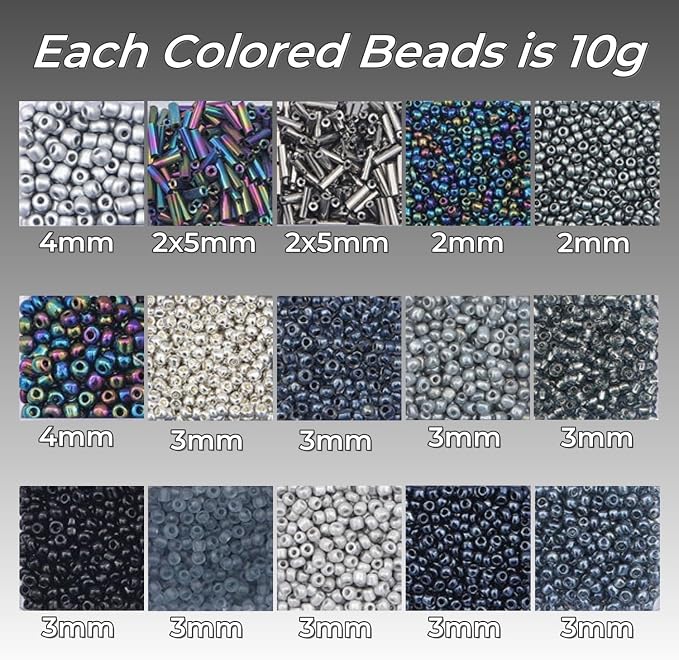 15 Color Glass Seed Tube Bugle Beads Bracelet Jewelry Making Kit, small - Image 2