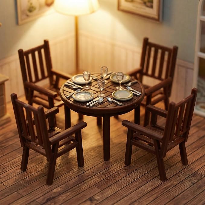 Garneck 4Sets Miniature Dollhouse Furniture Set: Dollhouse Kitchen Table and - Image 4