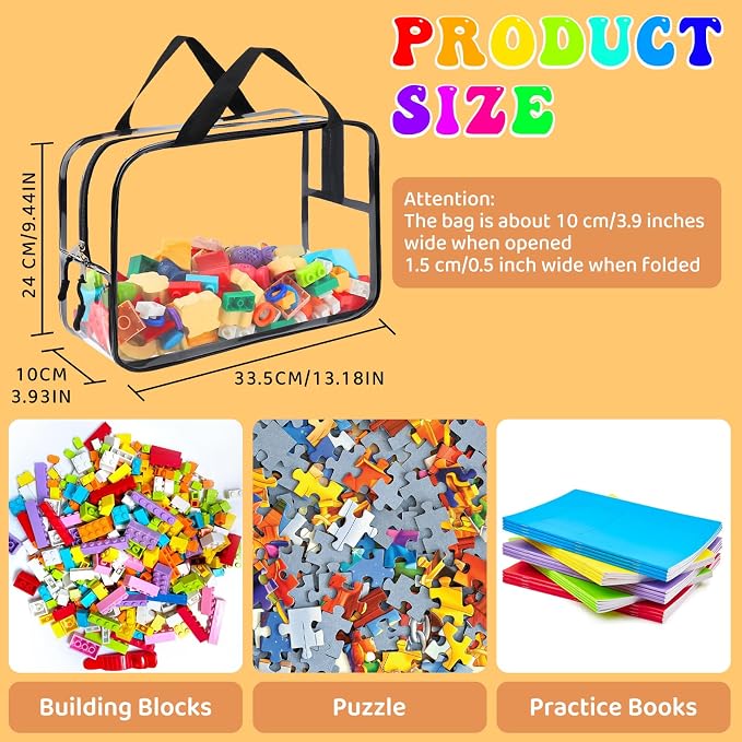 8 Packs Large Toy Storage Bags, Reusable Clear PVC Board Game Storage, Toy - Image 2