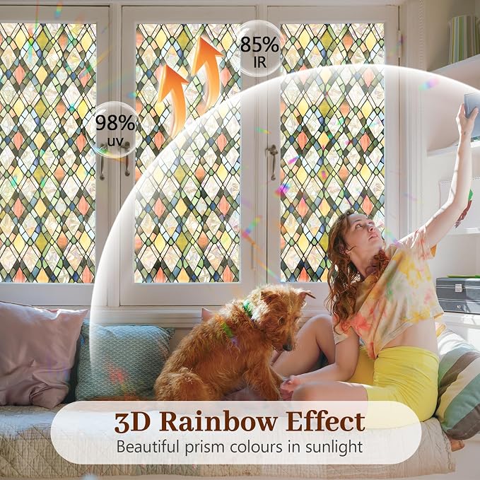 Bloss Rainbow Window Privacy Film Stained Glass Decorative Windows Film - Image 4
