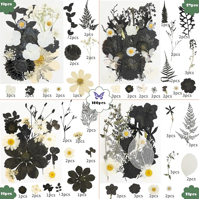 185 Pcs Dried Pressed Flowers for Resin Crafts, Real Natural Pressed Flowers - Image 2