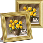 Vittanly 6x6 Picture Frames Set of 2, Ornate Vintage Photo Frame by Vittanly