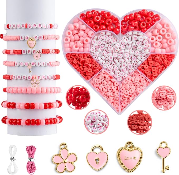 Taybonds Valentine's Day Bracelet Making Kit – Heart-Shaped Bead Box by Taybonds