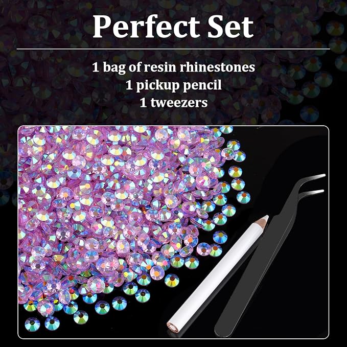 4000pcs 4mm Resin Rhinestones Bulk, Transparent Lavender Purple AB Flatback - Image 4