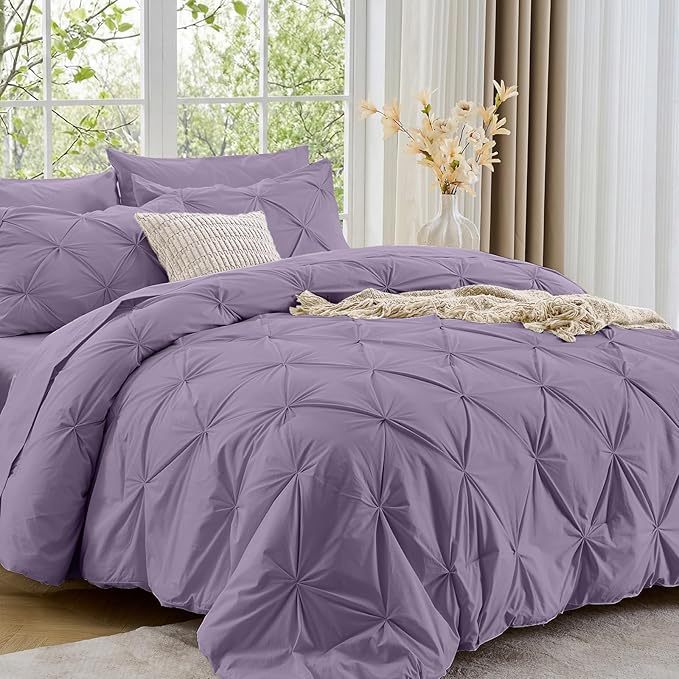 Sasttie Twin Comforter Set, 5-Piece Bed in a Bag, Pintuck Bedding Sets by SASTTIE