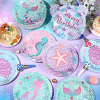 Funnymoom 60 Pcs Mermaid Birthday Party Decor 7 Inch Mermaids Dessert Paper - Image 6