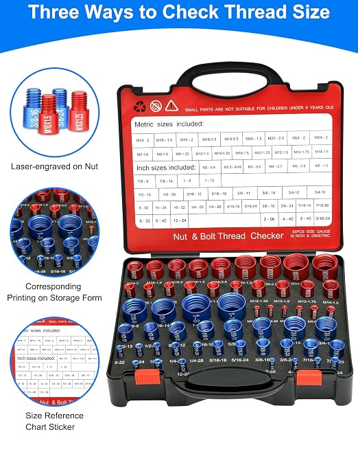 55Pcs Thread Checker, Nut and Bolt Measuring Tool, Bolt Size and Thread Gauge - Image 3