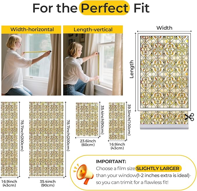 OHTMERU 3D Stained Glass Window Privacy Film, Heat Control UV Blocking Static - Image 7