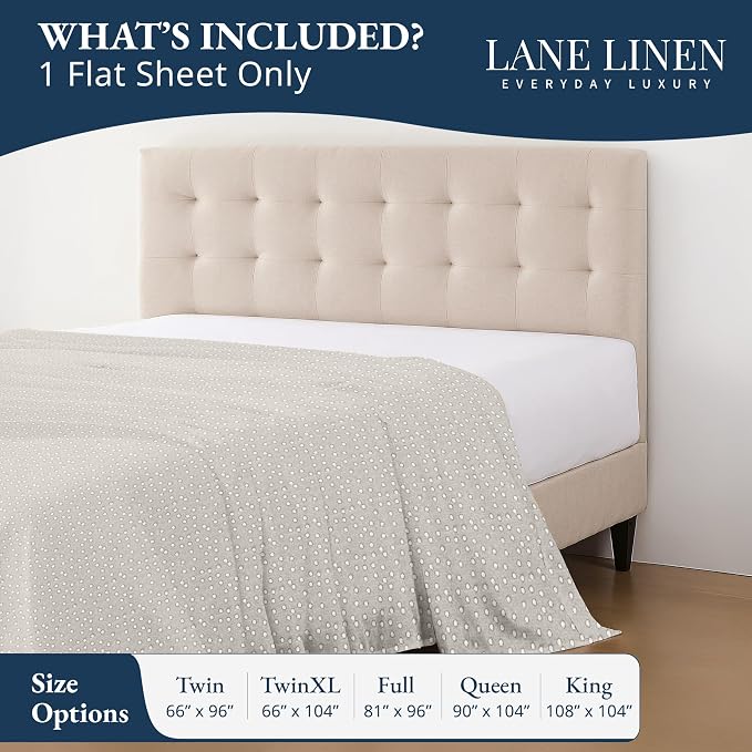 Lane Linen 100% Organic Cotton Queen Size Flat Sheet Only - Image 2