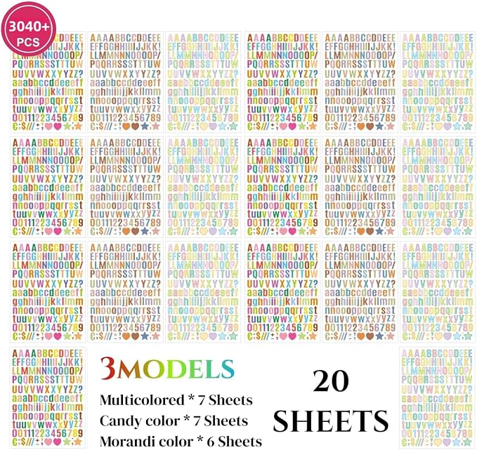 3040Pcs 20 Sheets Small Letter Number Stickers, 1/2inch Self-Adhesive Vinyl - Image 3