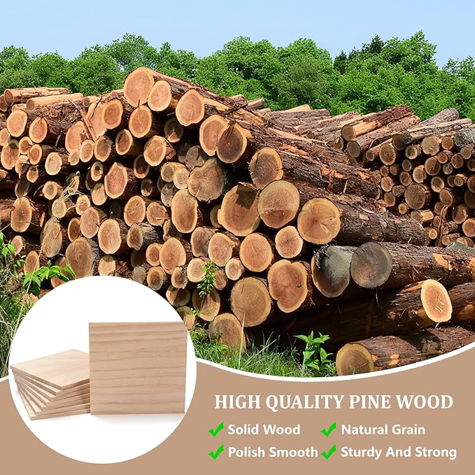 Wooden Blocks for Crafts, 6″ X 6″ Wood Blocks Squares for Crafts1/4″ Thick - Image 5