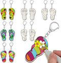 RattanView 24 Pcs Flip Flop Slipper Craft Color Your Own Keychains DIY Craft by RattanView