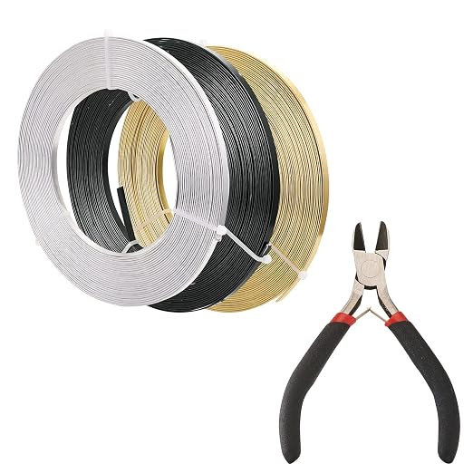 Fashewelry 98Ft 3 Colors Aluminum Flat Wire 5mm Wide Bendable Metal Craft Wire by FASHEWELRY