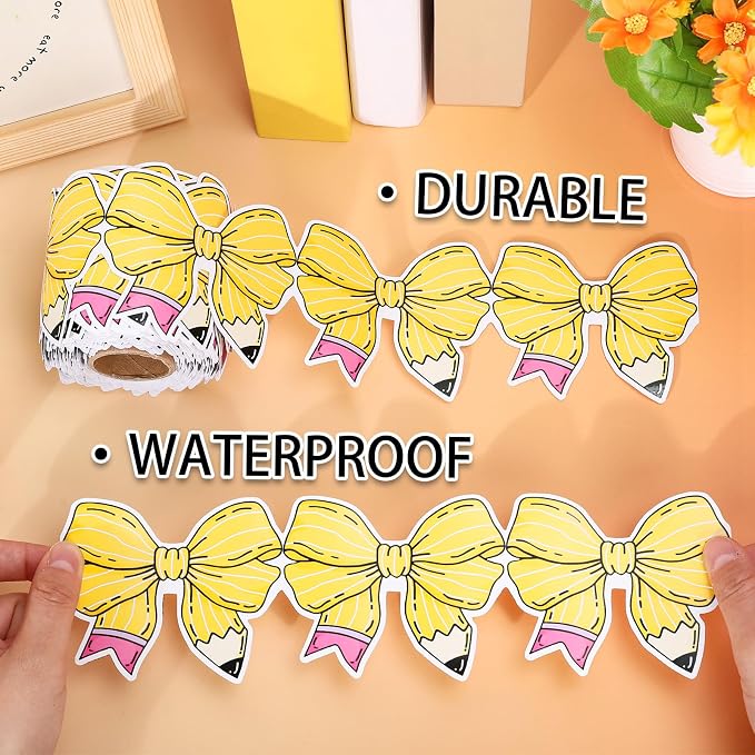 FYSUIMU 65.6 Ft Pencil Coquette Bow Bulletin Board Border Back to School Pencil - Image 3