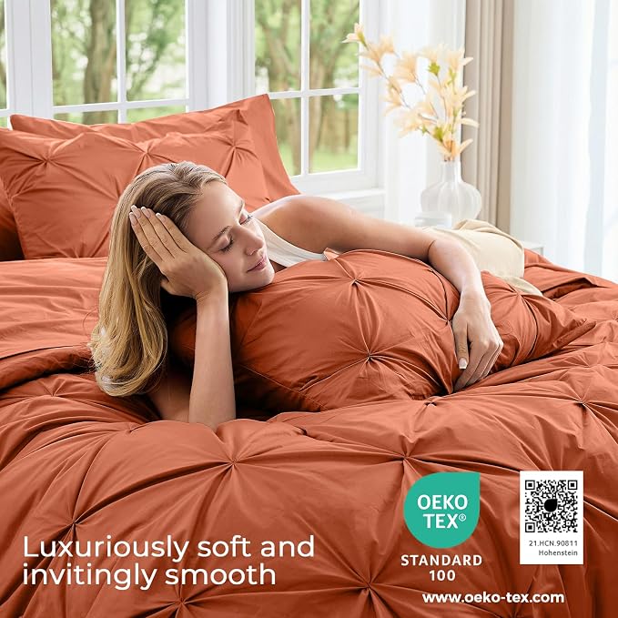 Sasttie Full Size Comforter Set, 7-Piece Bed in a Bag, Pintuck Bedding Set - Image 3