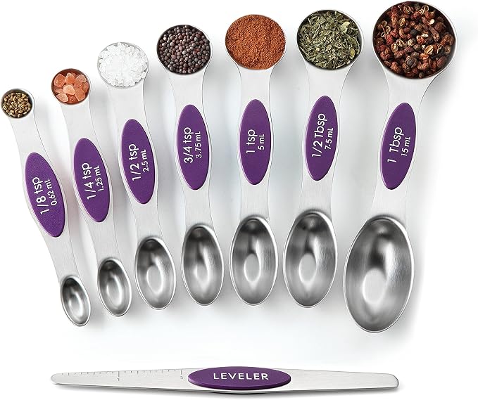 Spring Chef Purple Stainless Steel Magnetic Measuring Spoons Set of 8 - Image 9