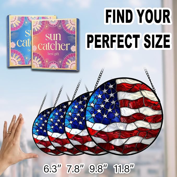 National Flag Acrylic Suncatcher Faux Stained Glass Window Hanging 9.8" | - Image 6