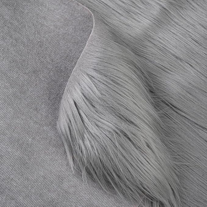 Gray Faux Fur Fabric by The Yard - Image 6