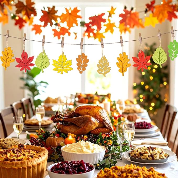 36PCS Wooden Fall Ornaments to Paint Thanksgiving Decorations, 6 Styles DIY - Image 4