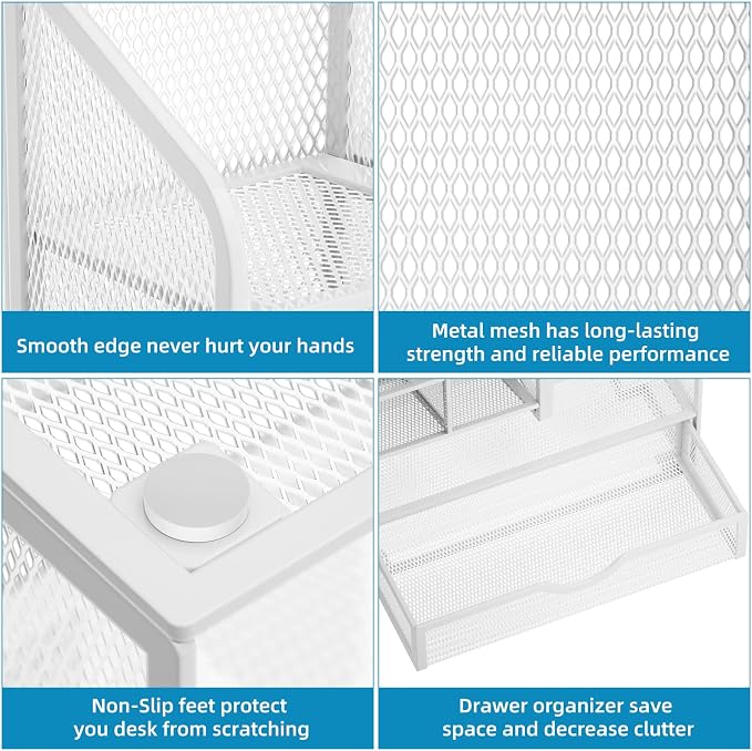 Marbrasse Mesh Pen Holder for Desk, Desk Organizers and Accessories for Office - Image 6