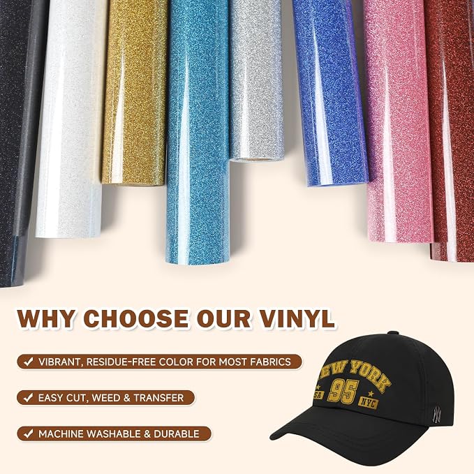TUMIYA Black Glitter Heat Transfer Vinyl HTV Roll - Image 5