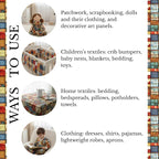 Patchwork Cotton Fabric Panel 61 x 36.6 Inches, Vintage Rustic Quilt Squares - Image 9