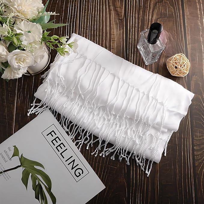 Suhine 6 Pcs Blank White Cotton Scarf to Tie Dye, Full Cotton Scarf Bikini - Image 3