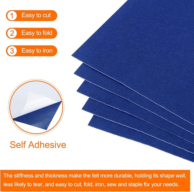 MECCANIXITY Adhesive Felt Sheets, Felt Fabric Crafts Back Adhesive Felt Sheets - Image 4