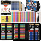 100 Art Supplies Drawing Kit Pro Drawing Supplies Set has 3-Color Sketchbook by Unknown