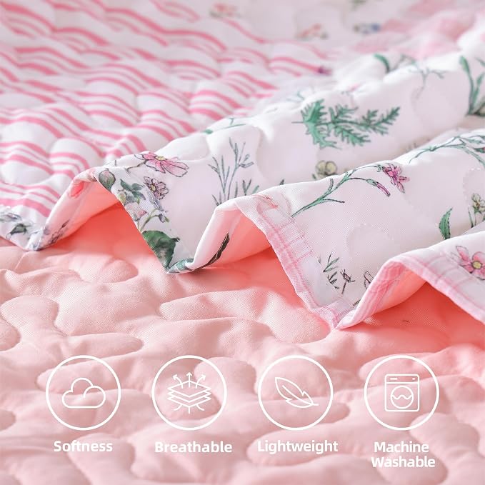 YIKUSH Quilt Sets Twin Size Floral Quilt Set 2 Pieces Bedding Set Bedspreads - Image 5