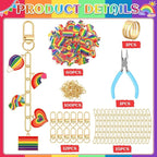 AUGSUN 189Pcs Pride Keychain Making Kit LGBT Rainbow DIY Keychain Craft | - Image 3