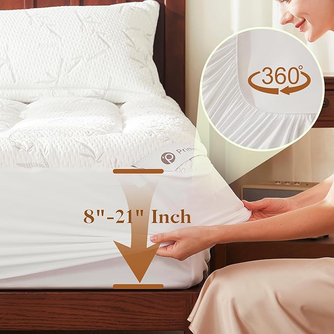 PRIMESOFT 100% Waterproof Twin XL Size Mattress Topper, Thick Pillow Top - Image 6