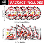 48Pcs Two Fast Plates and Napkins Two Years Old Birthday Party Decorations set - Image 2