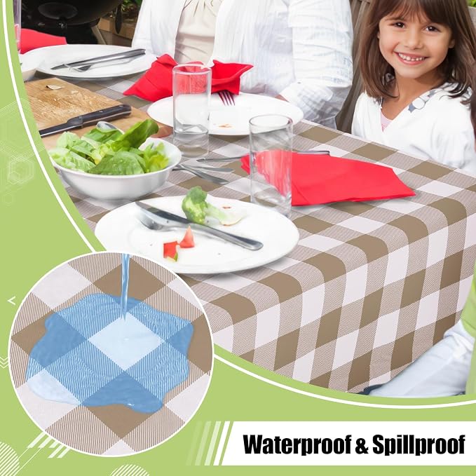 Smiry Rectangle Table Cloth, Waterproof Vinyl Tablecloth - Image 2