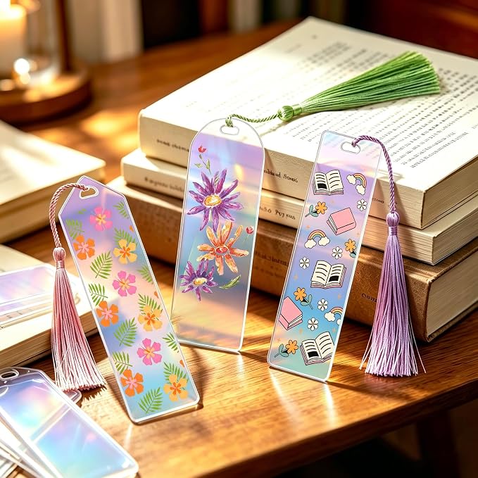 90Pcs Acrylic Bookmark Blanks Kit, 30 Set Iridescent Clear Acrylic Bookmarks - Image 7